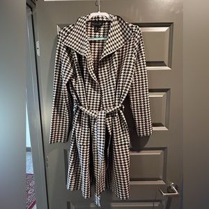 RACHEL ZOE Houndstooth Drama Collar Wrap Belted Sweater Cardigan
